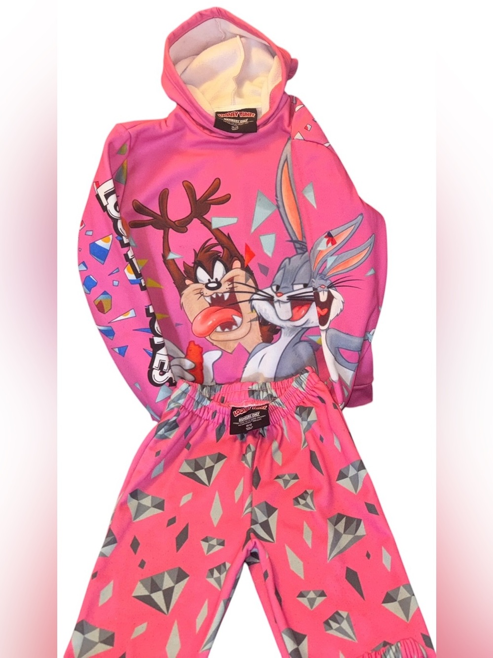 Warner Bros. Pink Sweat Suit Set with Bugs Bunny and Looney Tunes Characters